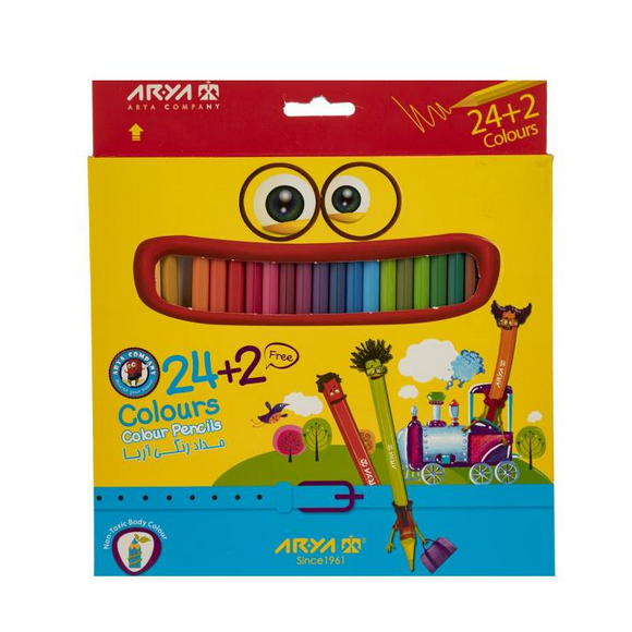 خرید اینترنتی انواع مداد رنگی آریا- 24 رنگ مقوایی