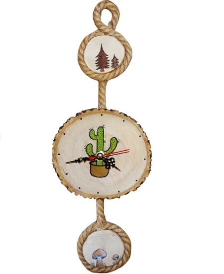 ساعت دیواری مدل چوبی طرح کاکتوس کد 3401