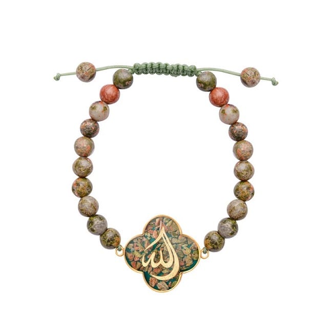 دستبند زنانه دانژه مدل سنگ الله رنگ بژ جنس رزین