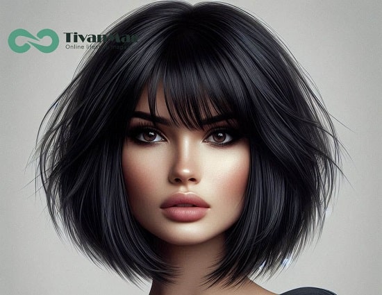 مدل موی کوتاه همراه چتری برای صورت های لاغر