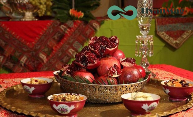 سفره شب یلدا و کوفته انار و گردو